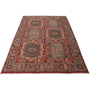 Wollteppich THEKO Saharna 7275 Teppiche Gr. B/L: 80 cm x 150 cm, 10 mm, 1 St., rot Fransenteppich Orientalische Muster reine Wolle, Orient-Optik, mit Fransen