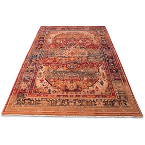 Wollteppich THEKO Saharna 7518 Teppiche Gr. B/L: 60 cm x 90 cm, 12 mm, 1 St., rot Fransenteppich Orientalische Muster reine Wolle, Orient-Optik, mit Fransen