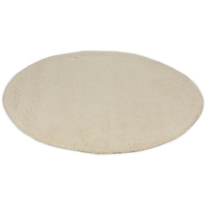 Wollteppich THEKO Taza Royal Teppiche Gr. Ø 150 cm, 24 mm, 1 St., beige (natur weiß) Berber-Teppiche echter Berber Teppich aus Marokko, reine Schurwolle, handgeknüpft