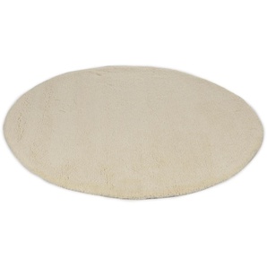 Wollteppich THEKO Taza Royal Teppiche Gr. Ø 200 cm, 24 mm, 1 St., beige (natur weiß) Berber-Teppiche echter Berber Teppich aus Marokko, reine Schurwolle, handgeknüpft