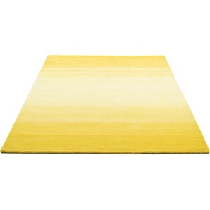 Wollteppich THEKO Wool Comfort Teppiche Gr. B/L: 140 cm x 200 cm, 14 mm, 1 St., gelb Esszimmerteppiche Handweb Teppich, reine Wolle, handgewebt, brilliante Farben, Scandi