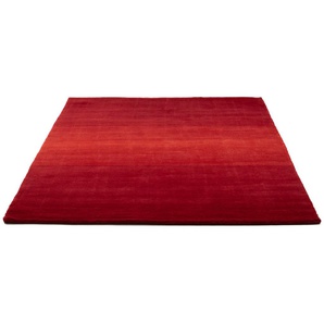 Wollteppich THEKO Wool Comfort Teppiche Gr. B/L: 140 cm x 200 cm, 14 mm, 1 St., rot Schurwollteppiche Handweb Teppich, reine Wolle, handgewebt, brilliante Farben, Scandi