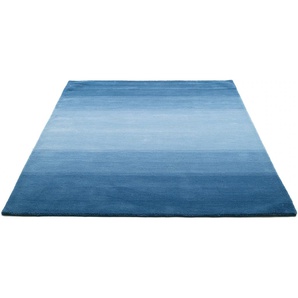 Wollteppich THEKO Wool Comfort Teppiche Gr. B/L: 140 cm x 200 cm, 15 mm, 1 St., blau Schurwollteppiche reine Wolle, moderner Farbverlauf, Wohnzimmer & Schlafzimmer