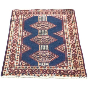 Wollteppich Turkaman Teppich handgeknüpft blau, morgenland, rechteckig, Höhe: 6 mm