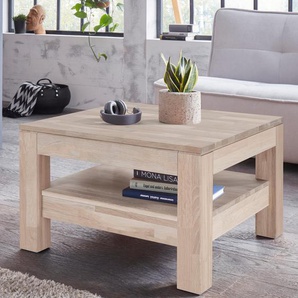 Couchtisch WOLTRA Silkeborg Tische Gr. B/H/T: 70 cm x 45 cm x 70 cm, braun (eiche weiß gekalkt massiv) Couchtisch Eckige Couchtische Holz-Couchtische Tisch Breite 70 cm