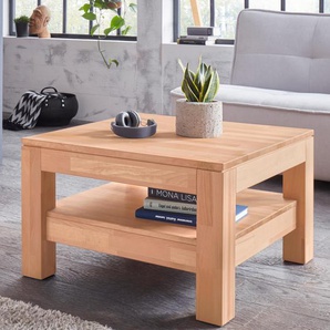 Couchtisch WOLTRA Silkeborg Tische Gr. B/H/T: 70 cm x 45 cm x 70 cm, beige (kernbuche massiv) Couchtisch Eckige Couchtische Holz-Couchtische Tisch Breite 70 cm