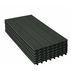 Woltu - 12er-Set wpc Terrassenfliesen mit Klicksystem Terrassendielen Holz-Optik 30x60cm, Fliese Bodenfliese Klickfliese Bodenbelag Anthrazit (12