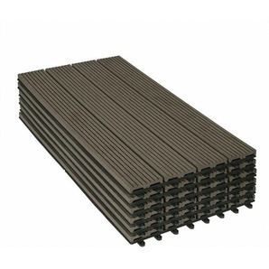 Woltu - 12er-Set wpc Terrassenfliesen mit Klicksystem Terrassendielen Holz-Optik 30x60cm, Fliese Bodenfliese Klickfliese Bodenbelag Coffee (12 Stück