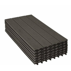 Woltu - 12er-Set wpc Terrassenfliesen mit Klicksystem Terrassendielen Holz-Optik 30x60cm, Fliese Bodenfliese Klickfliese Bodenbelag Grau (12 Stück /