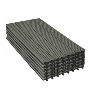 Woltu - 12er-Set wpc Terrassenfliesen mit Klicksystem Terrassendielen Holz-Optik 30x60cm, Fliese Bodenfliese Klickfliese Bodenbelag Hellgrau (12