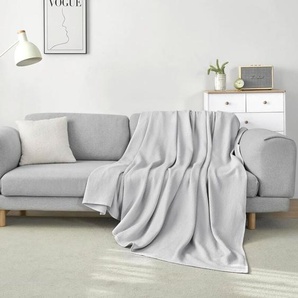 Woltu - 170x210cm Tagesdecke 100% Baumwolle Decke Weiche Waffelpique Tagesdecke, Leichte Kuscheldecke Wohndecken, Überwurf für Sofa Seesel Bett, Grau