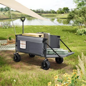 Woltu - Bollerwagen Faltbarer Handwagen Gartenwagen mit Hintertür Rädern und Bremse, Transportwagen Strandwagen für Camping Gartenarbeit Einkaufen