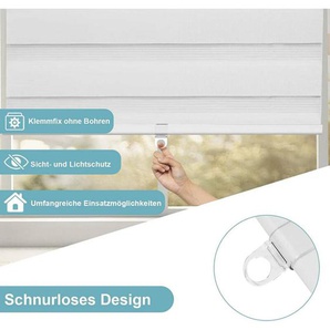Woltu - Doppelrollo Klemmfix ohne Bohren, Schnurlos Fensterrollo ohne Kettenzug, Weiß 100x120
