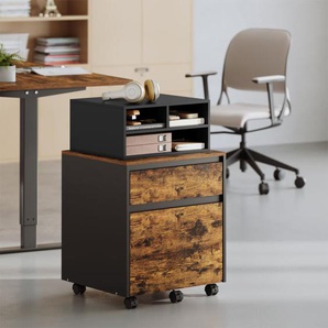 Woltu - Druckerhalter mit 3 Fächern, Druckerschrank Druckertisch, Druckerhalter Druckerregal, Schreibtischcontainer aus mdf, 47x22,5x40 cm, Schwarz