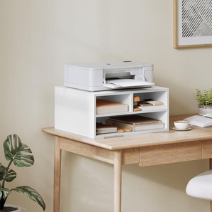 Woltu - Druckerhalter mit 3 Fächern, Druckerschrank Druckertisch, Druckerhalter Druckerregal, Schreibtischcontainer aus mdf, 47x22,5x40 cm, Weiß