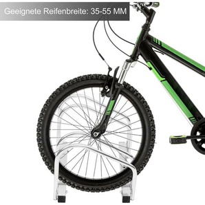 Fahrradständer für 2 Fahrräder Fahrradhalterung auf dem Boden Aufstellständer für Fahrradaufhängung Fahrradhalter aus Metall, Silber - Woltu