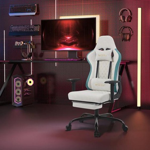 Woltu - Gaming Stuhl, Bürostuhl ergonomisch, Massage Computerstuhl mit Rollen, Kopfstütze, Fußstütze, Lendenkissen, Tech-Stoff, Massage Racing Gamer
