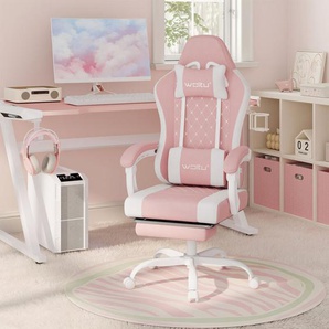 Woltu - Gaming Stuhl ergonomisch, Bürostuhl mit Massagefunktion, Computerstuhl mit Taschenfederkissen, Kopfkissen, Lendenkissen, Drehstuhl mit