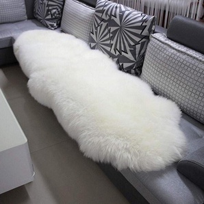 Woltu - ko Lammfell Schaffell Teppich (180-210) x60cm Bettvorleger Sofa Matte echtes Naturfell Longhair, Weiß