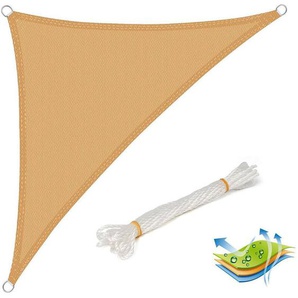 Woltu - Sonnensegel Dreieck atmungsaktiv Sonnenschutz hdpe Windschutz mit uv Schutz für Garten Terrasse Camping, Sand 5x5x7m