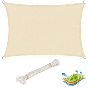 Woltu - Sonnensegel Rechteck atmungsaktiv Sonnenschutz hdpe Windschutz mit uv Schutz für Garten Terrasse Camping, 5x7m Creme