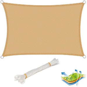 Woltu - Sonnensegel Rechteck atmungsaktiv Sonnenschutz hdpe Windschutz mit uv Schutz für Garten Terrasse Camping, Sand 4x5m