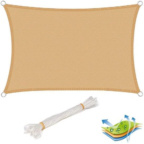Woltu - Sonnensegel Rechteck atmungsaktiv Sonnenschutz hdpe Windschutz mit uv Schutz für Garten Terrasse Camping, Sand 4x6m