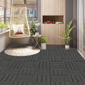 Woltu - wpc Terrassenfliesen Holzoptik Terrassendielen Fliese in Bodenbelag mit klicksystem, für Terrasse und Balkon 30x30 cm im Set (22 Stück / 2