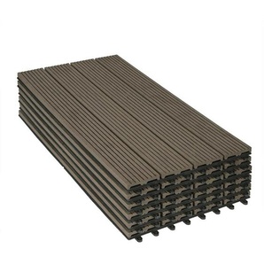 Woltu - wpc Terrassenfliesen Terrassendielen Holz-Optik 30x60cm, Fliese Bodenfliese Klickfliese mit klicksystem Bodenbelag (6 Stück / 1 m²) Braun