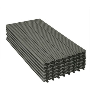 Woltu - wpc Terrassenfliesen Terrassendielen Holz-Optik 30x60cm, Fliese Bodenfliese Klickfliese mit klicksystem Bodenbelag (6 Stück / 1 m²) Hellgrau