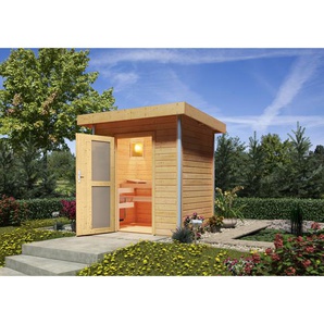 Woodfeeling Massivholzsauna Jorgen natur 196 x 228 x 146 cm