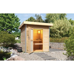 Woodfeeling Massivholzsauna Torge natur 196 x 228 x 196 cm