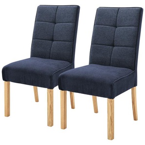 Woodford Polsterstuhl  2er Set Renaldo ¦ blau ¦ Maße (cm): B: 50 H: 97 T: 69
