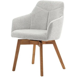 Woodford Armlehnstuhl mit Bouclé Bezug Merano - weiß - Materialmix - 58 cm - 83 cm - cm 57,0 | Möbel Kraft