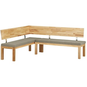 Woodford Eckbank massiv Melia - beige - Materialmix - 87 cm | Möbel Kraft