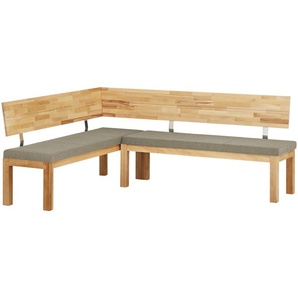 Woodford Eckbank massiv Melia ¦ beige ¦ Maße (cm): H: 87