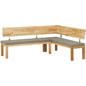 Woodford Eckbank massiv Melia ¦ beige ¦ Maße (cm): H: 87