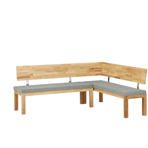 Woodford Eckbank massiv Melia - grau - Materialmix - 87 cm | Möbel Kraft