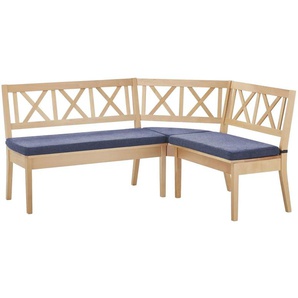 Woodford Eckbank massiv Olivia - blau - Materialmix - 90 cm | Möbel Kraft