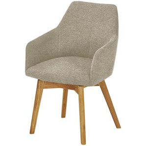 Woodford Armlehnstuhl  mit Massivholzgestell Muron ¦ beige ¦ Maße (cm): B: 57 H: 84 T: 57.0