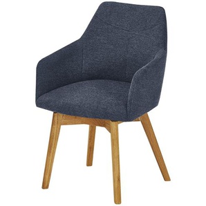 Woodford Armlehnstuhl mit Massivholzgestell Muron ¦ blau ¦ Maße (cm): B: 57 H: 84 T: 57.0