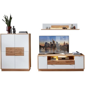 Woodford Wohnkombination  Dijon ¦ holzfarben ¦ Maße (cm): B: 309 H: 187 T: 48