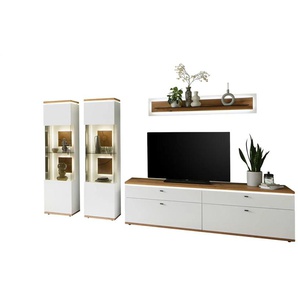 Woodford Wohnkombination Marlea - weiß - Materialmix - 310 cm - 181 cm - cm 50,0 | Möbel Kraft