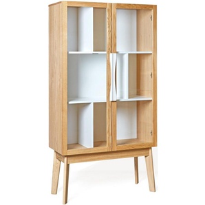 Woodman Bücherregal Hilla, Breite 88 cm, Türen mit Glaseinsätzen, Holzfurnier aus Eiche