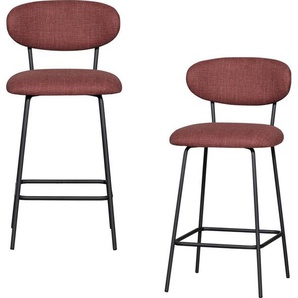 WOOOD Barhocker Kjeld (2 St), gepolstert mit gewebtem Stoff, Höhe 93 cm