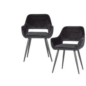 WOOOD Esszimmerstuhl 2er-Set   ¦ schwarz ¦ Maße (cm): B: 57 H: 80