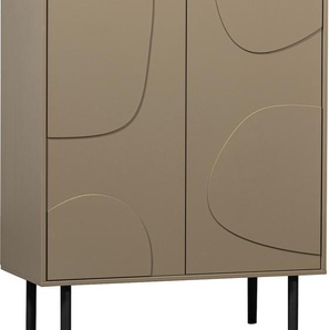 WOOOD Highboard »Cadiz Midi-Schrank«, Hochkommode mit verspielt verzierten Türen, Breite 85 cm/Höhe 135 cm