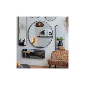 WOOOD Spiegel   ¦ schwarz ¦ Metall,Glas ¦ Maße (cm): H: 80  Ø: 80