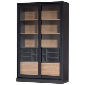 Woood Vitrine »James« aus Kiefernholz, schwarz