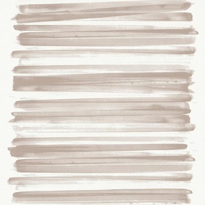 WOW Vliestapete Streifen Horizontal Tapeten Taupe - 10m x 52cm Gr. B/L: 0,52 m x 10 m, grau (taupe) Vliestapeten Tapeten